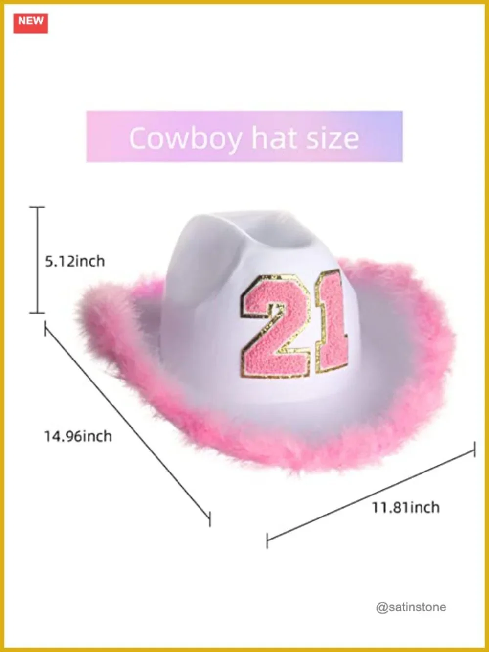 Pink Cowgirl Hat with 21 Emblem - 21st Birthday Outfit